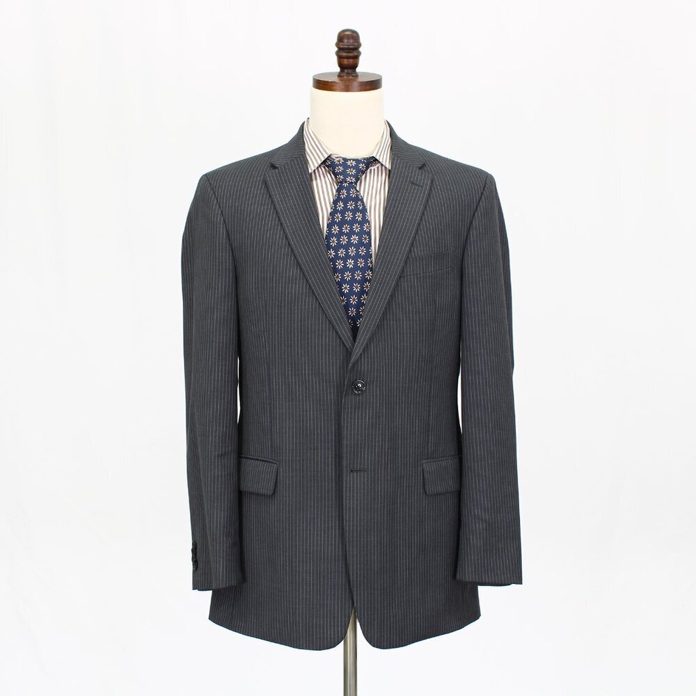Tommy Hilfiger 42L Gray Striped 2-Button Sport Coat Blazer Jacket G282